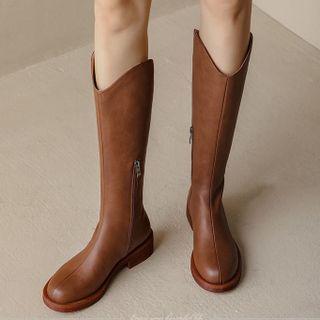 Zipped Platform Block Heel Boots