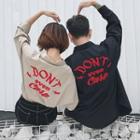 Couple Matching Lettering Embroidered Long-sleeve Shirt