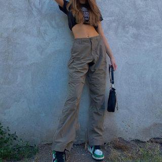 High Waist Plain Loose Fit Cargo Pants