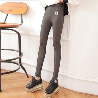 Cat Applique Pinstriped Leggings