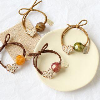 Faux Pearl Heart Bead Hair Tie