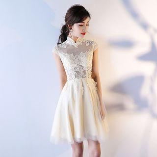 Lace Stand-collar Evening Dress