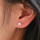 Flower 925 Sterling Silver Pull Through Earring 925 Silver - White - One Size