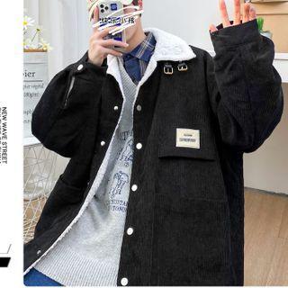 Fleece-lined Single-breasted Corduroy Jacket