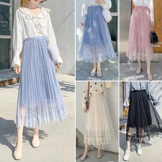 A-line Long Lace Tulle Skirt