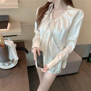 Bow Detail Blouse Champagne - One Size