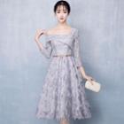 3/4-sleeve Midi Prom Dress