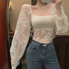 Lace Square-neck Blouse As Figure - One Size