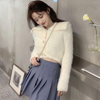 Fluffy Cropped Button-up Jacket