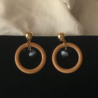 Single Wooden-ring Jewelry Earring