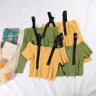 Strap Short-sleeve Knit Crop Top