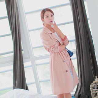 Long Trench Coat With Sash
