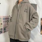 Loose-fit Long-sleeve Zip-up Printed Hoodie