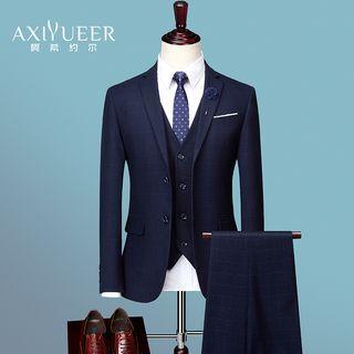 Single-breasted Slim-fit Blazer / Vest / Dress Pants / Set