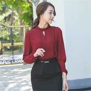 Cutaway-front Faux-pearl Trim Top