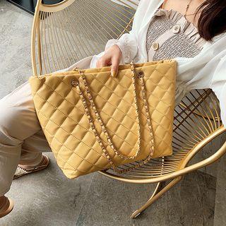 Quilted Faux Leather Carryall Bag