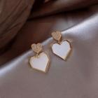Heart Earring 1 Pair - Gold & White - One Size