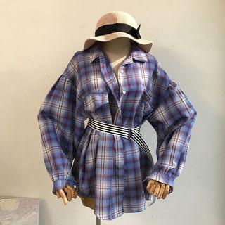Plaid Shirt With Striped Belt