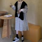Striped Midi Sweatshirt Dress / Shawl