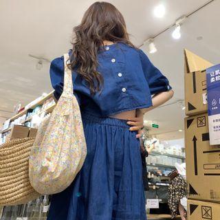 Denim Open-back Dress 921 - Dark Blue - One Size