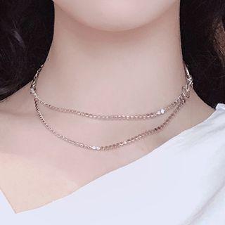 Rhinestone Layered Choker Necklace 1 Pc - Necklace - Silver - One Size