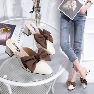 Block Heel Bow Mules