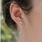Rhinestone Leaf & Bead Dangle Earring 1 Pair - Silver - One Size