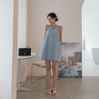 Two-way Sleeveless A-line Denim Minidress Light Blue - One Size