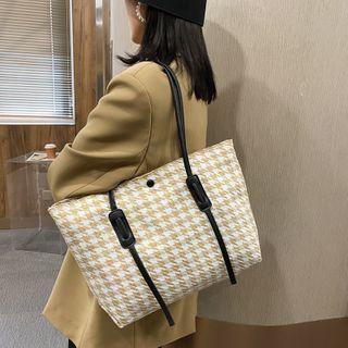 Plaid Woven Tote Bag