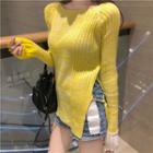 Tie-hem Sweater Yellow - One Size