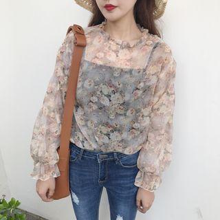 Floral See Through Blouse