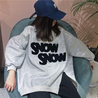 Lettering Split-hem Sweatshirt