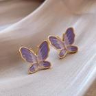 Butterfly Stud Earring 1 Pair - Silver Needle - As Shown In Figure - One Size