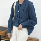 Tie-neck Long-sleeve Denim Shirt