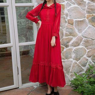 Long-sleeve Hooded Maxi A-line Dress