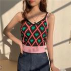 Sleeveless Heart Pattern Camisole Top Pink - One Size