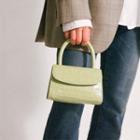 Croc Grain Faux Leather Mini Handbag