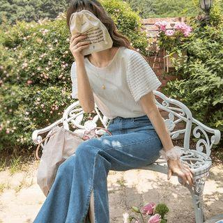 Lace-sleeve Boxy-fit Top