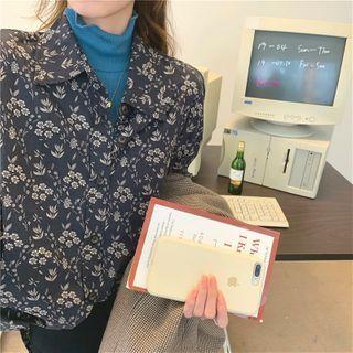 Long-sleeve Floral Print Blouse As Figure - One Size