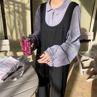 Ribbed Jumpsuit / Long-sleeve Blouse