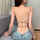 Sleeveless Strappy Back Crop Top