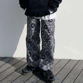 Fleece-lined Paisley Jogger Pants