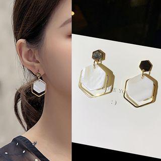 Acrylic Hexagon Dangle Earring 925 Sterling Silver Pin - One Size