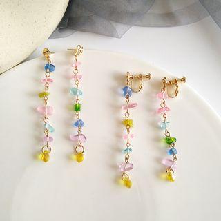Faux-crystal Drop Earring / Clip-on Earring