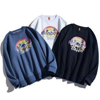 Lettering Rainbow Print Sweatshirt