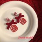 Bow Chinese Characters Alloy Dangle Earring 1 Pair - Red - One Size