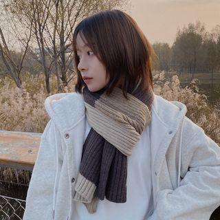 Color Block Ribbed Knit Scarf