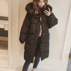 Faux Fur Trim Long Hooded Padded Coat