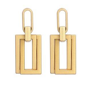 Rectangular Hoop Earrings Gold - One Size