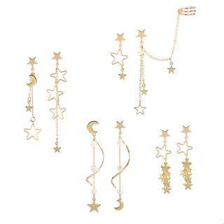 Moon / Star Alloy Dangle Earring (various Designs) / Set